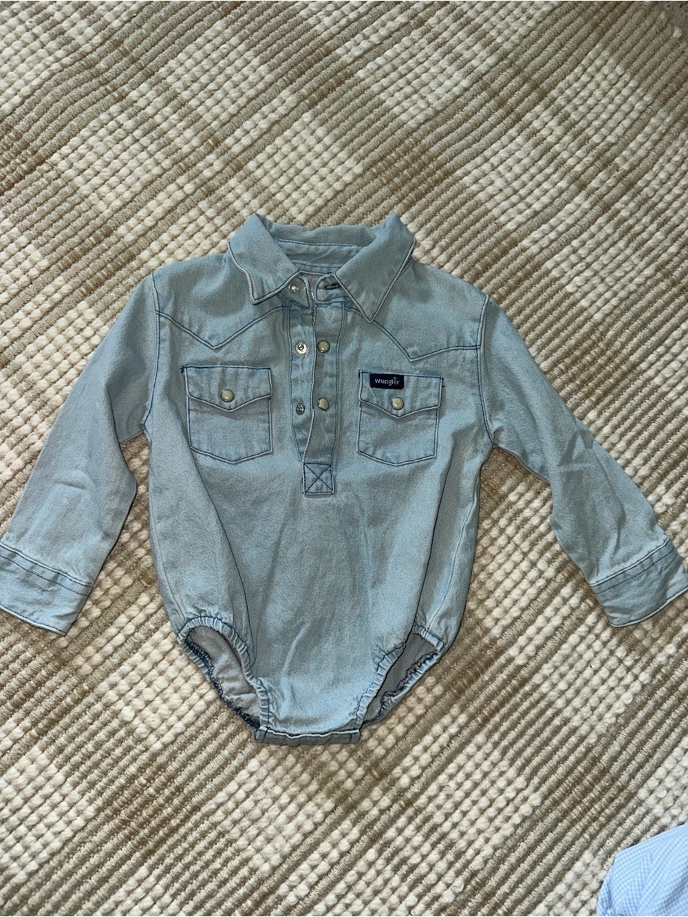 Wrangler Baby Denim Romper in Light Blue